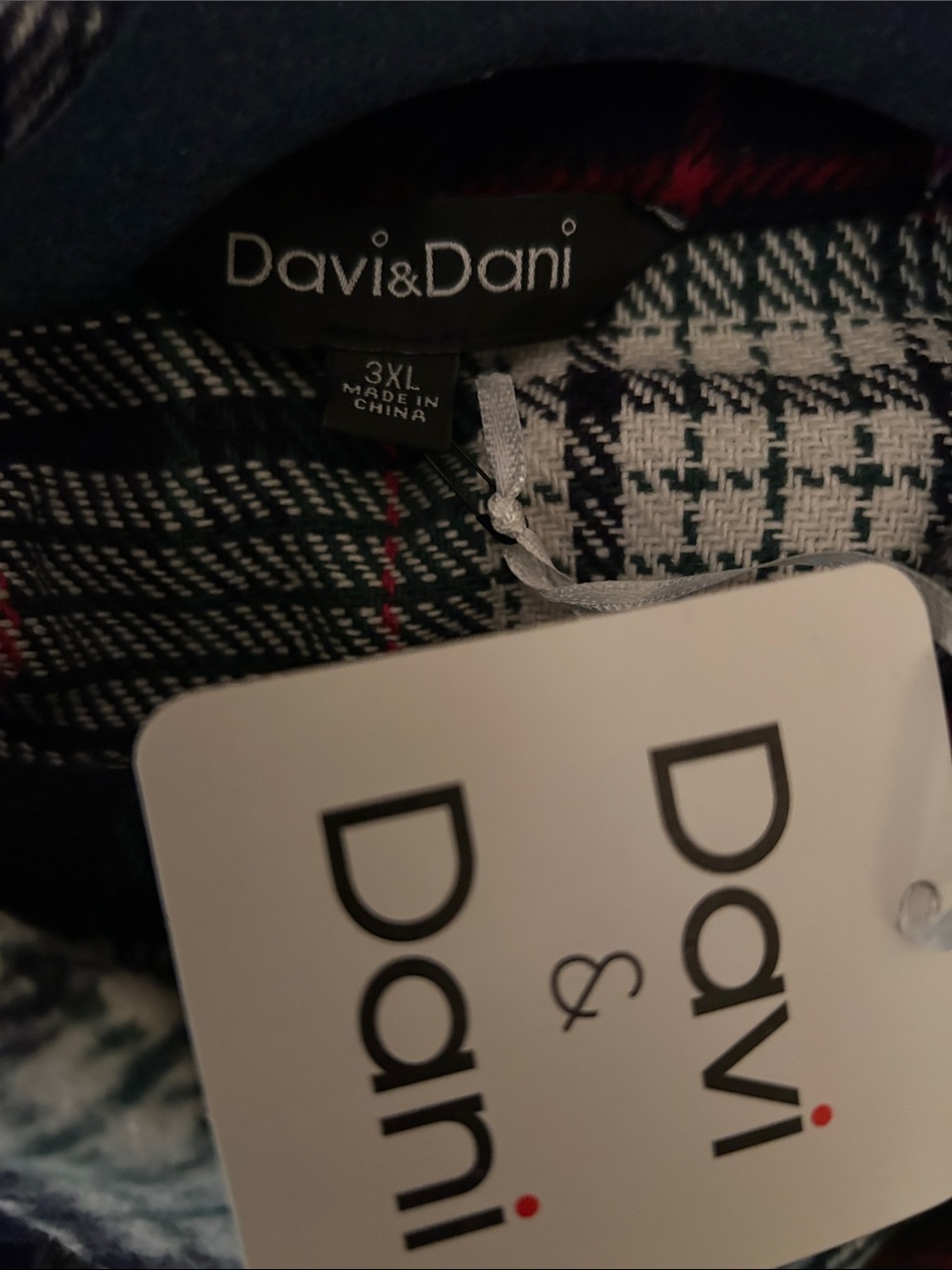 DAVI & DANI Black, White and Red Plaid Utility Shacket - Picture 3 of 4